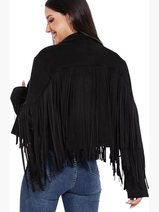 Jackets & Blazers - Fringe Faux Leather Jacket Women Western Cowgirl Cropped Coat S-XXL